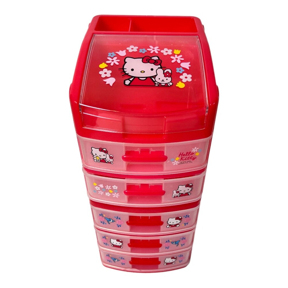 Vintage Sanrio Hello Kitty 1976 2000 Stackable 5 Drawer Organizer Japan Rare